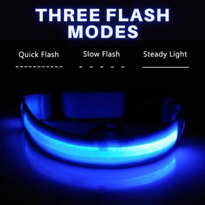 LED Dog Collar Nylon Glow in the Dark – Flashing Safety Pet Accessory for Dogs