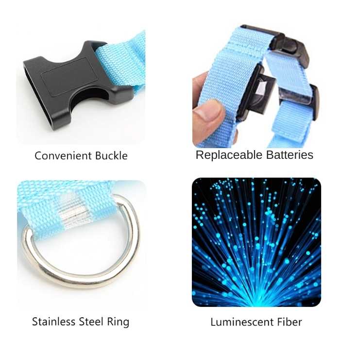 LED Dog Collar Nylon Glow in the Dark – Flashing Safety Pet Accessory for Dogs