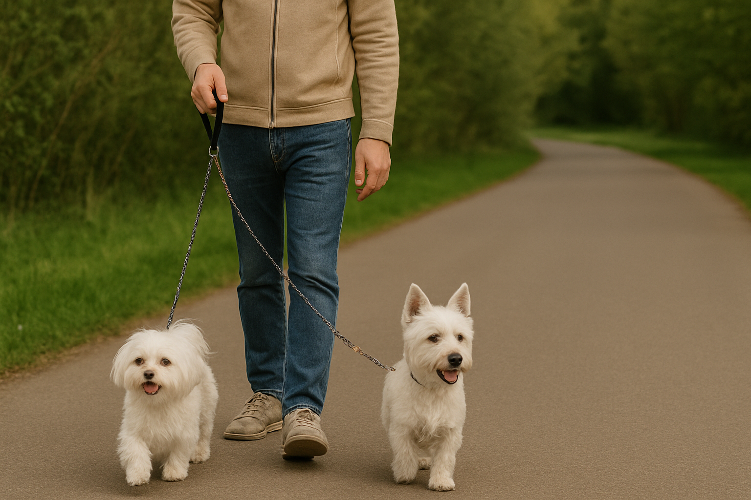 Double Dog Leashes - Walk 2 Dogs Leash, Small Dog Leash, Comfortable Foam Handle