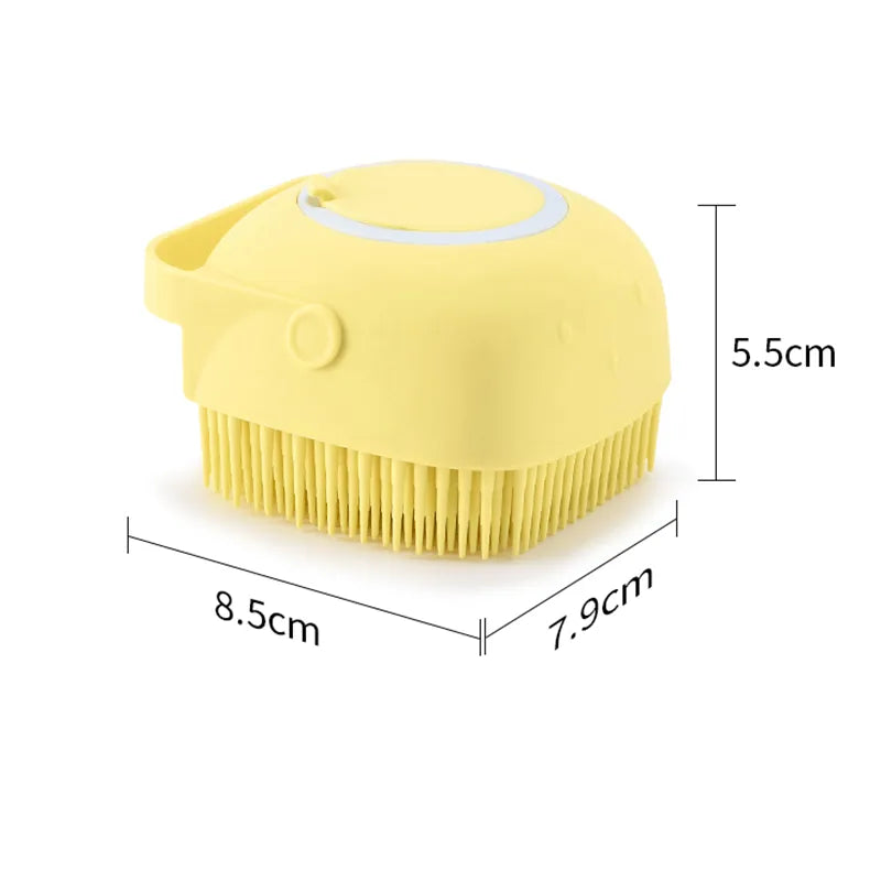 Dog Bath Massage Gloves – Pet Grooming Brush with Shampoo Dispenser