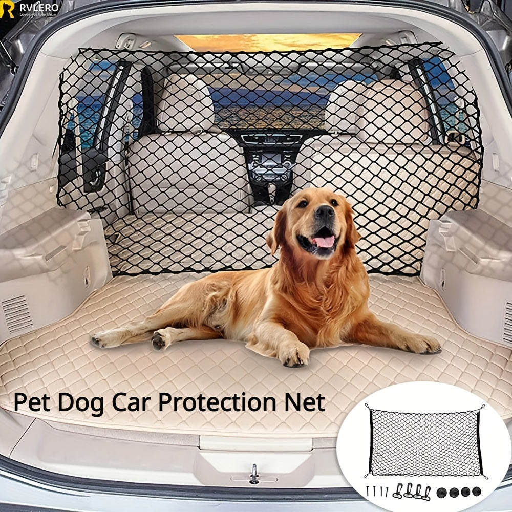 Dog Car Barrier – Sturdy Elastic Pet Safety Net for Trunk & Backseat
