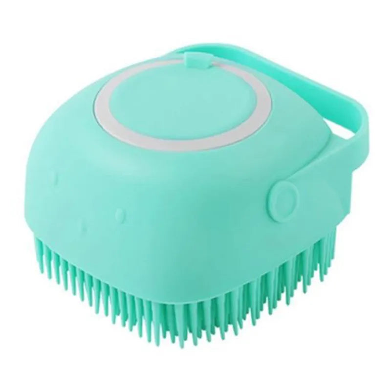 Dog Bath Massage Gloves – Pet Grooming Brush with Shampoo Dispenser
