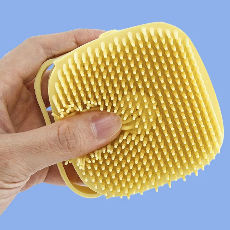 Dog Bath Massage Gloves – Pet Grooming Brush with Shampoo Dispenser