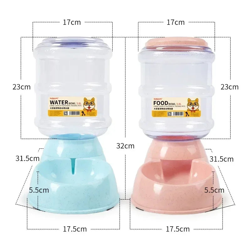 Dog Feeder with Plastic Water Bottle, Pet Feeding Bowl and Water Dispenser