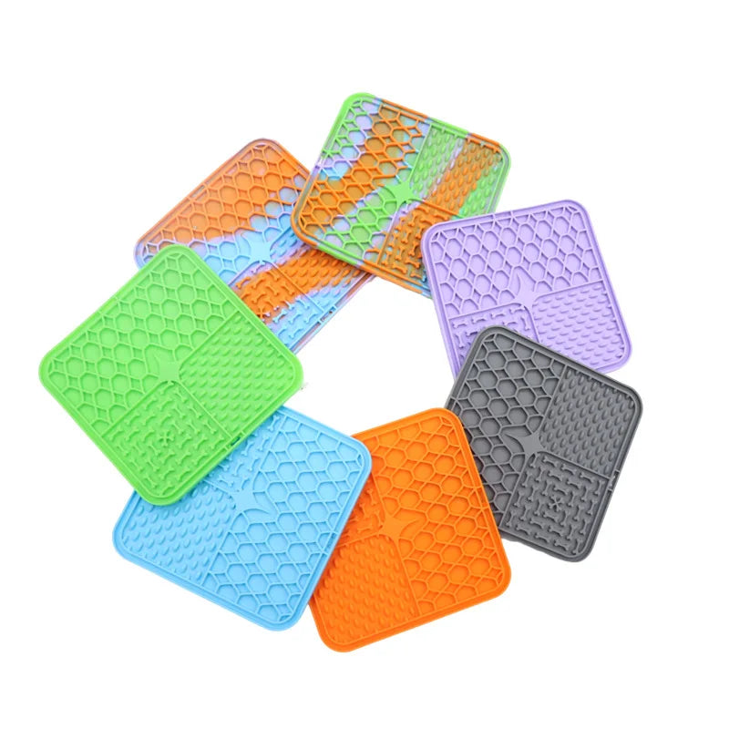 Pet Lick Silicone Mat for Dogs – Slow Feeder & Bathing Distraction Mat with Suction Base