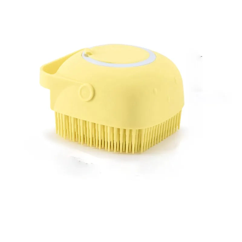 Dog Bath Massage Gloves – Pet Grooming Brush with Shampoo Dispenser