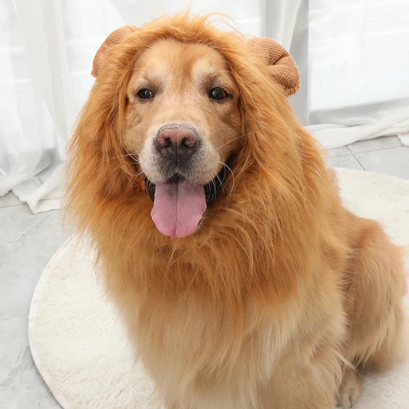 Dog Cosplay Lion Mane For Dog Costumes, Realistic Lion Wig