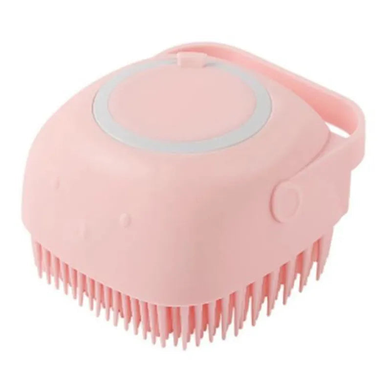 Dog Bath Massage Gloves – Pet Grooming Brush with Shampoo Dispenser