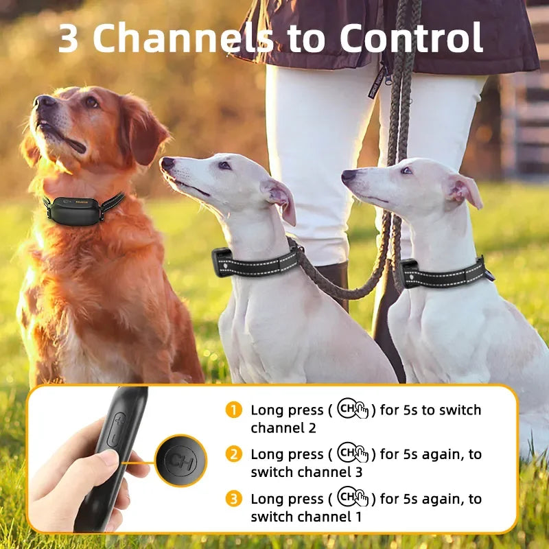 Dog Training Collar with Remote Control & Vibration - Safe Bark Stop & Shock Collar