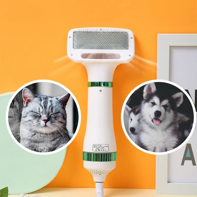 Pet Hair Dryer 2-in-1 & Slicker Brush – Professional Grooming Tool for Cats & Dogs