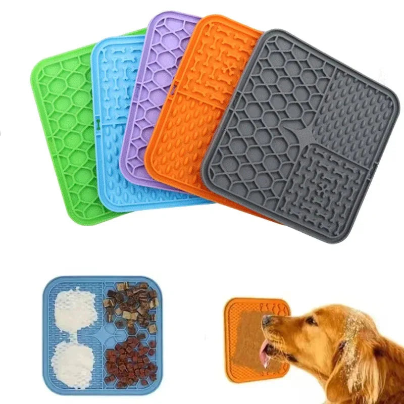 Pet Lick Silicone Mat for Dogs – Slow Feeder & Bathing Distraction Mat with Suction Base