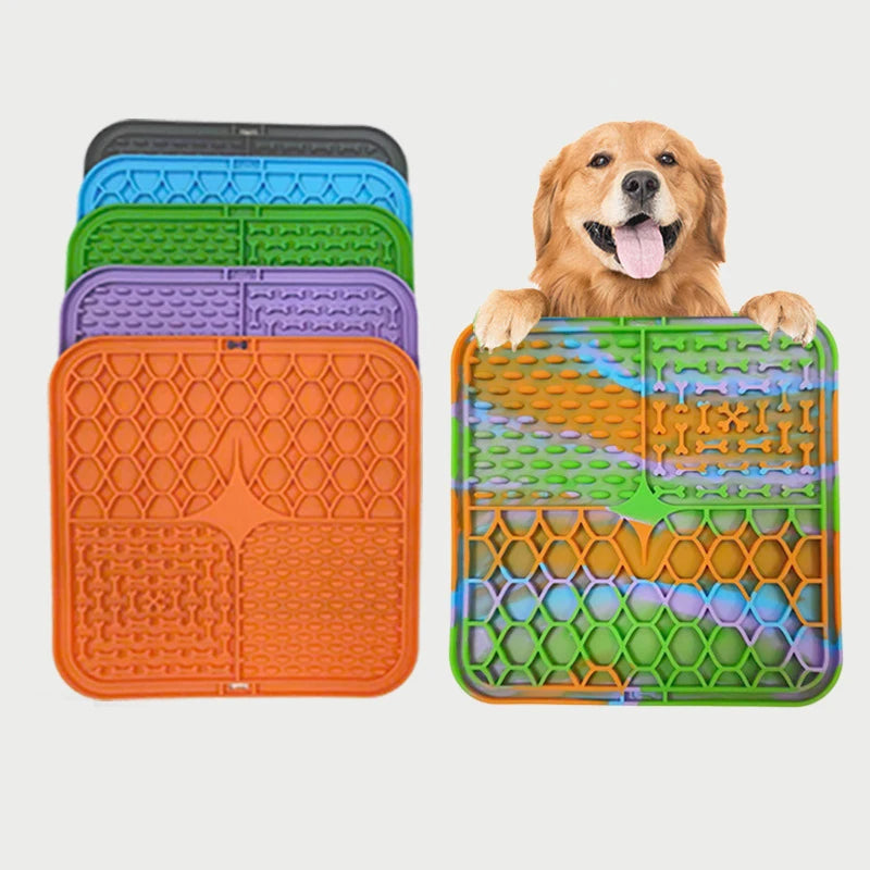 Pet Lick Silicone Mat for Dogs – Slow Feeder & Bathing Distraction Mat with Suction Base
