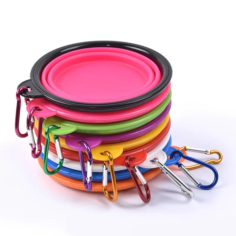 Dog Collapsible Silicone Bowl – Portable Travel Feeder, 350mL
