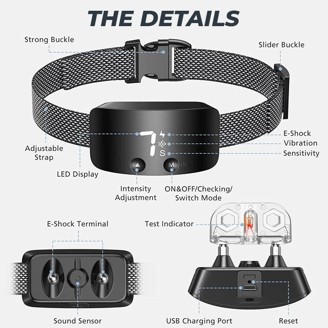 Rechargeable Automatic Anti-Bark Dog Collar – Adjustable, Waterproof & Sound & Vibration Control