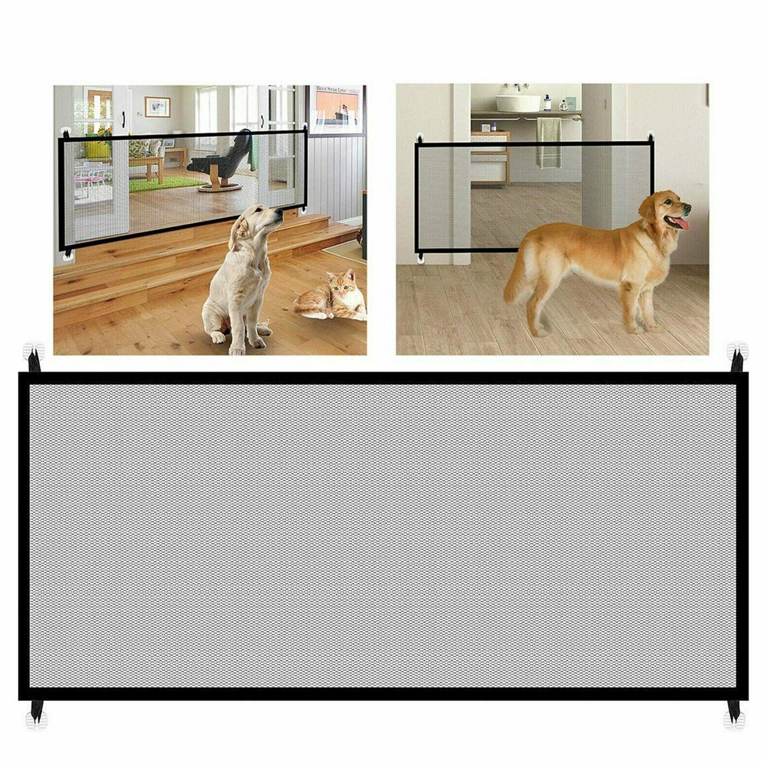 Dog Safety Mesh Gate – Foldable Pet Barrier with Hook