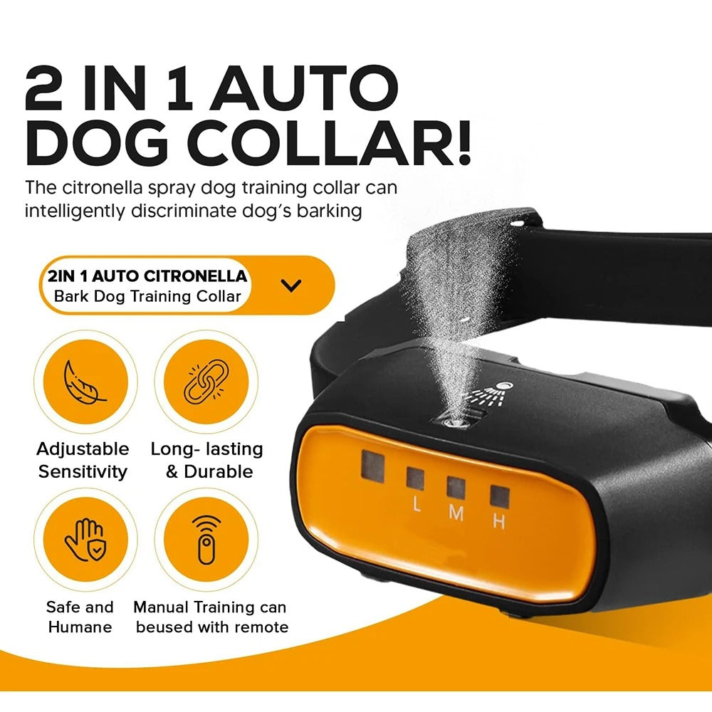 Citronella Anti-Bark Dog Collar – Auto & Remote Training Spray Collar