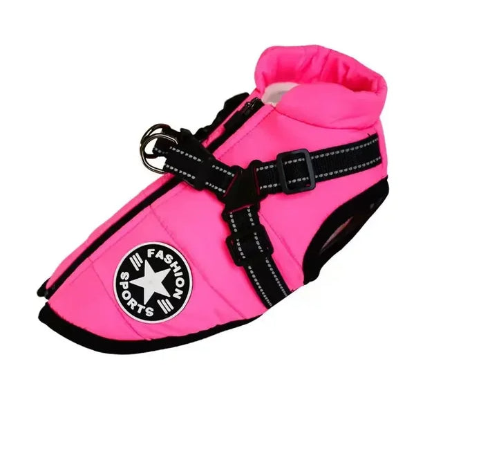 Cozy Winter Dog Jacket – Fleece, Waterproof, Harness-Ready for Small Breeds