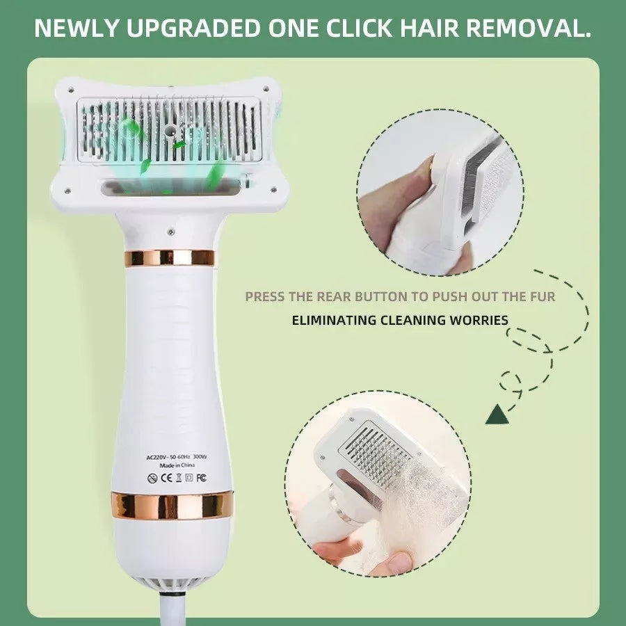 Pet Hair Dryer 2-in-1 & Slicker Brush – Professional Grooming Tool for Cats & Dogs