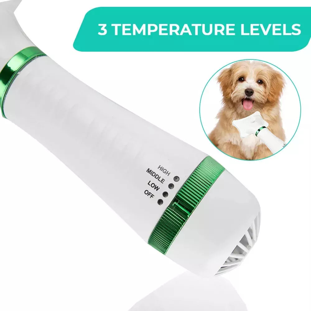 Pet Hair Dryer 2-in-1 & Slicker Brush – Professional Grooming Tool for Cats & Dogs