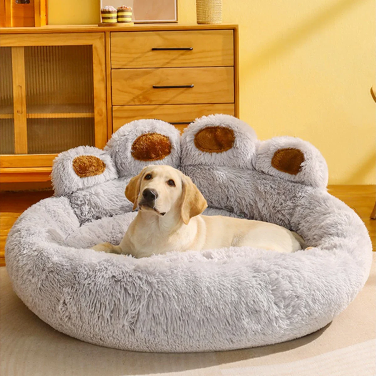 Soft Fluffy Bear Paw Dog Bed – Cozy Pet Sofa for Small to Large Dogs